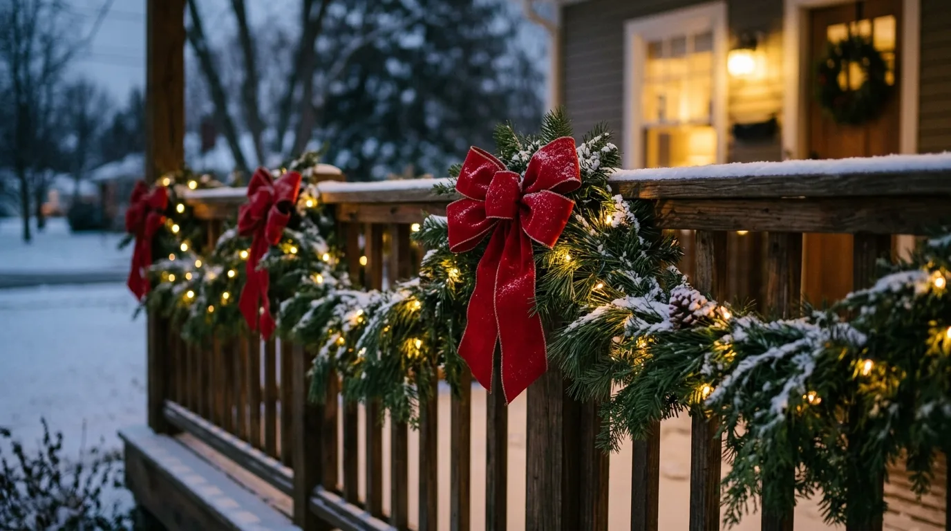 Bring in bells ornaments or accents only where they help inspiration for a Christmas porch.